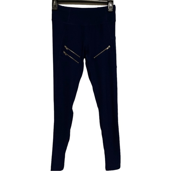 Gottex Blue Full Length Zipper Leggings Size XS - Picture 3 of 7